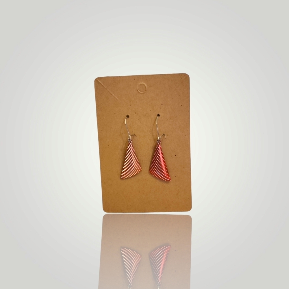 3 for $15-Red and Silver Striped Dangling Fishhook Backed Earrings